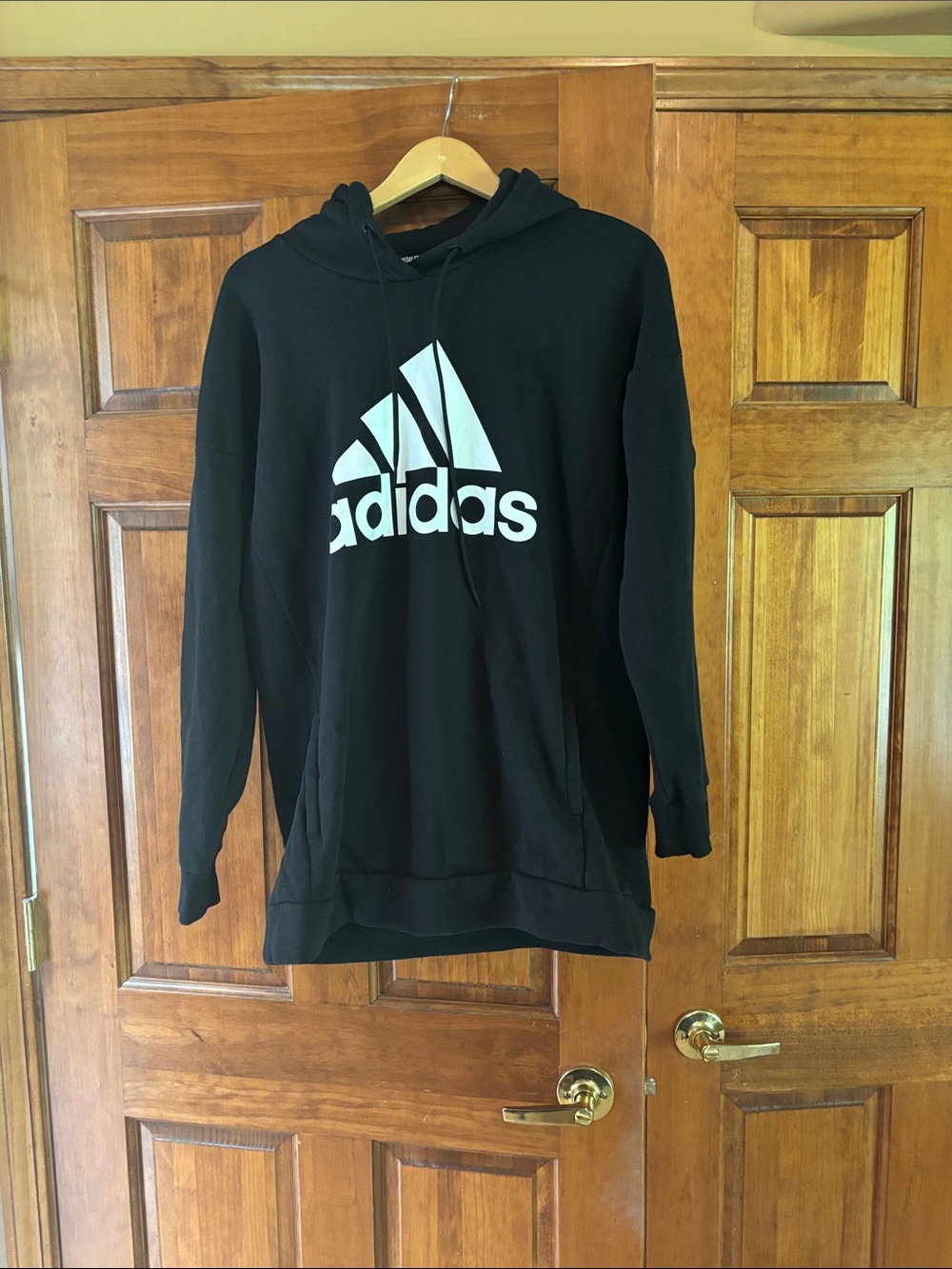 adidas Black Hoodie with White Trefoil